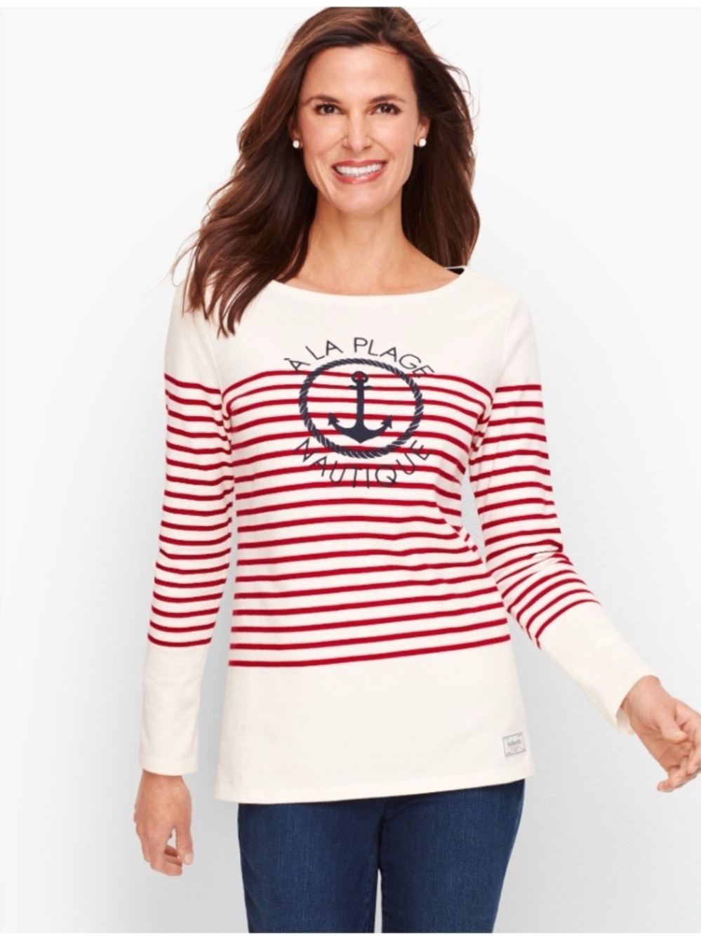 Talbots Top size 1X nautical preppy stripes cotton